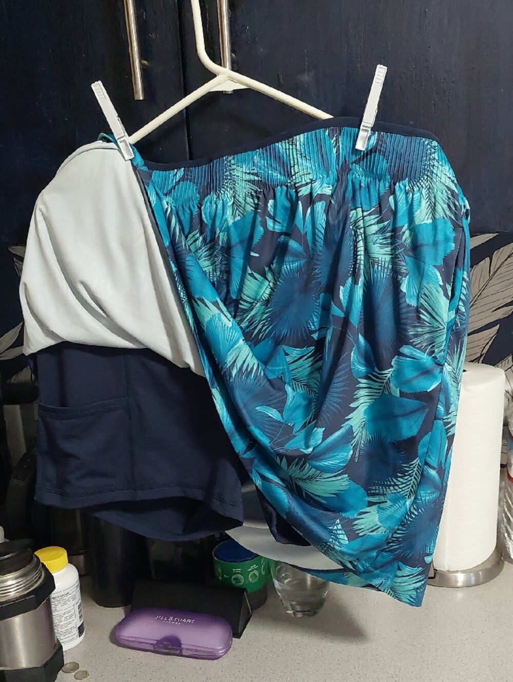 Greg Norman Collection Teal and Navy Tropical Print Skort - Picture 3 of 3